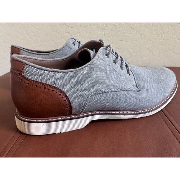 Steve Madden Men’s Grey Canvas Oxford Shoes Lace Up Size 10 Gray & Brown - Picture 8 of 13